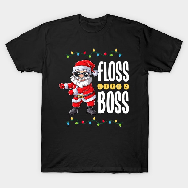 Santa Floss Like A Boss Christmas Boys Kids Xmas Flossing T-Shirt by Tucker0231